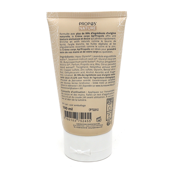 Propos Nature Api Propolis crème mains et corps Bio