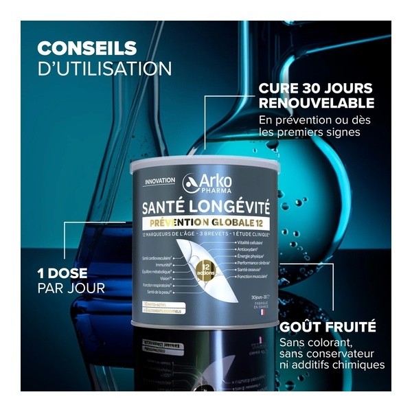 Arkopharma Santé longévité prévention globale 12 poudre