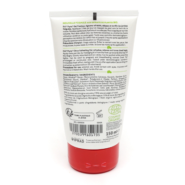 Rap phyto Gel fraicheur jambes légères bio Agrume