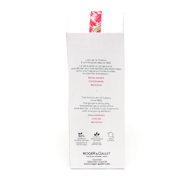 Roger et Gallet eau parfumée bienfaisante Gingembre Rouge