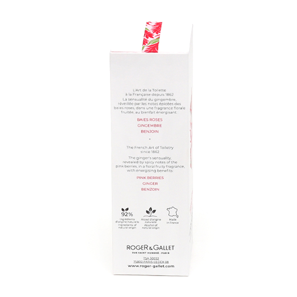 Roger et Gallet eau parfumée bienfaisante Gingembre Rouge