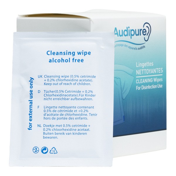 Lingettes nettoyantes pour appareil auditif
