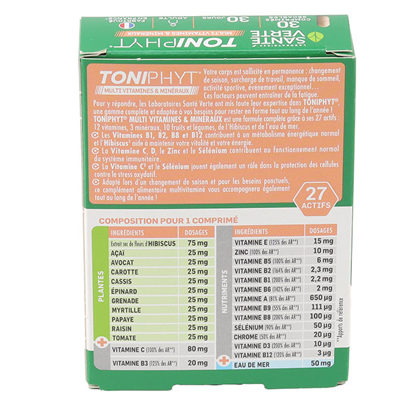Santé Verte Toniphyt Multivitamines et minéraux comprimés