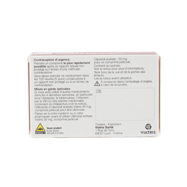 Viatris ulipristal acétate 30 mg comprimé pelliculé