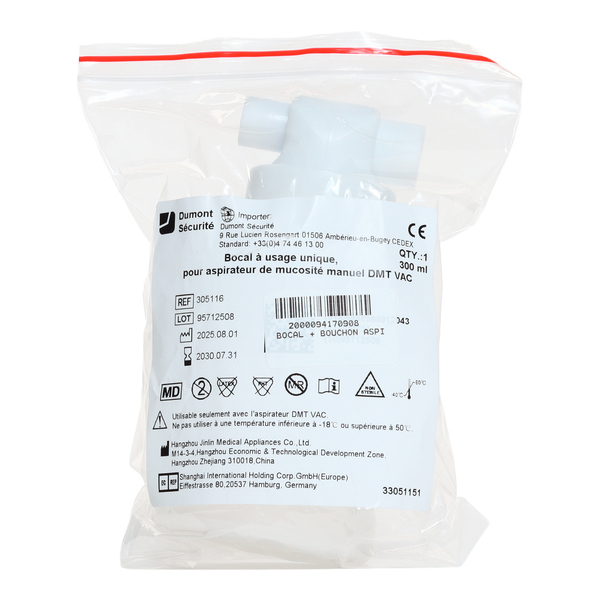 Bocal pour aspirateur de mucosité manuel DMT VAC