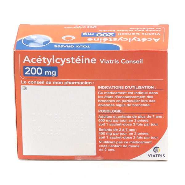 Acetylcysteine 200 mg Viatris poudre sachets