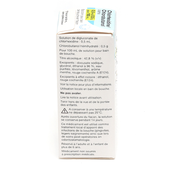 Chlorhexidine Chlorobutanol bain de bouche