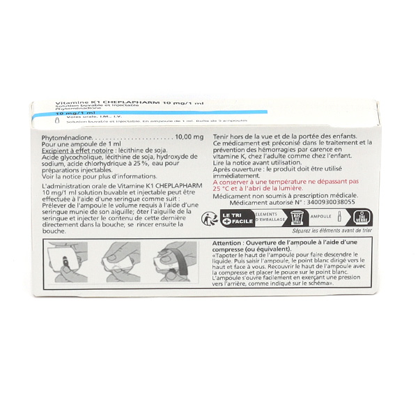 Vitamine K1 Adulte Cheplapharm 10 mg/1 ml ampoules