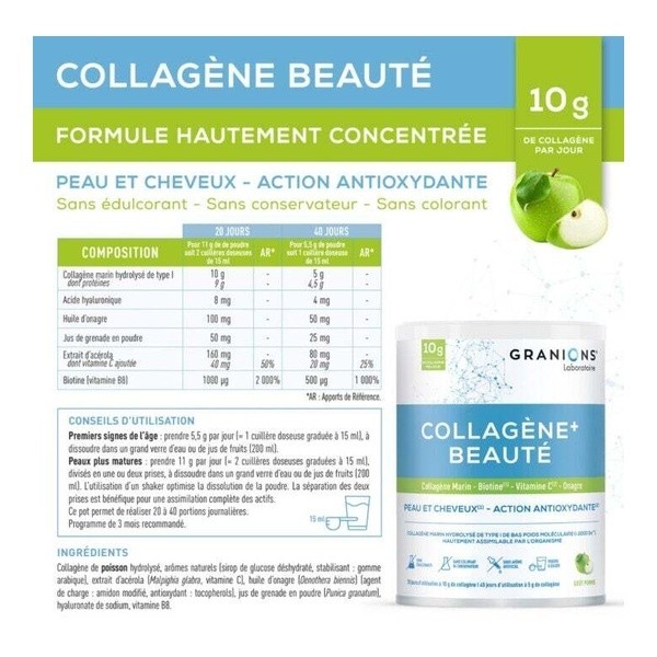 Granions Collagène+ Beauté poudre Pomme