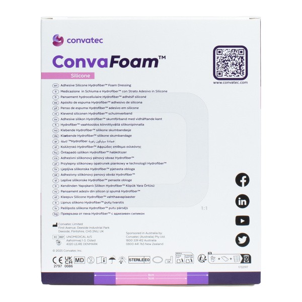 ConvaFoam carré pansement hydrocellulaire siliconé adhésif