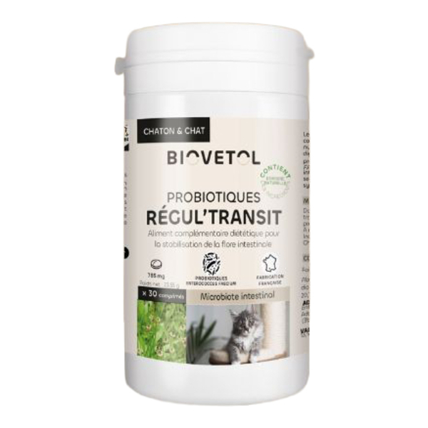 Probiotique chat et chaton Regul Transit Biovetol comprimés