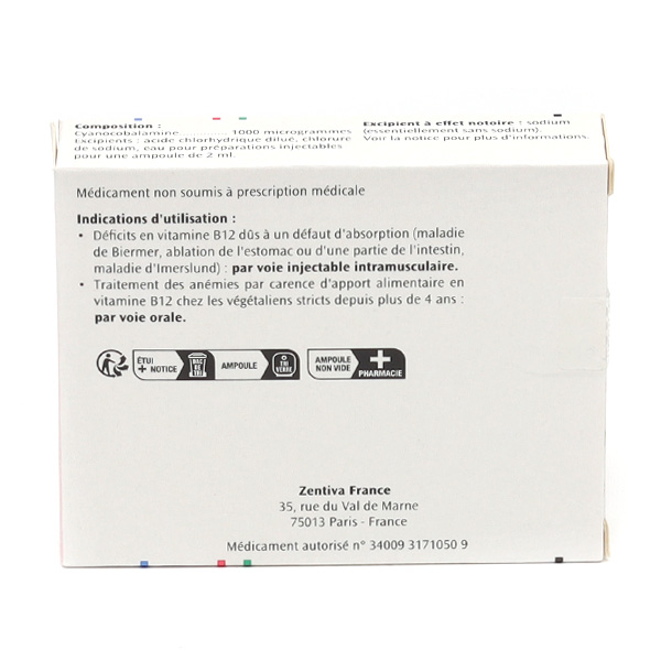 Vitamine B12 Delagrange 1000 µg/2 ml ampoules