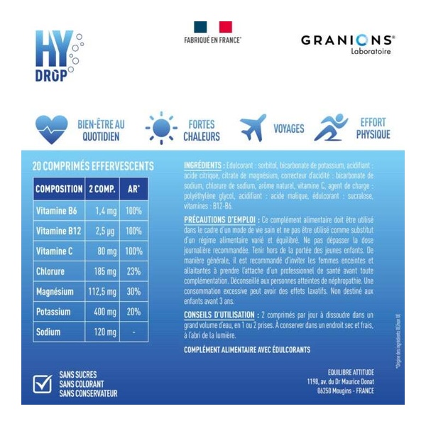 Granions Hydrop Vitamines et Minéraux comprimés