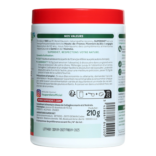 Super Diet Collagène marin 10 g + Vitamine C poudre