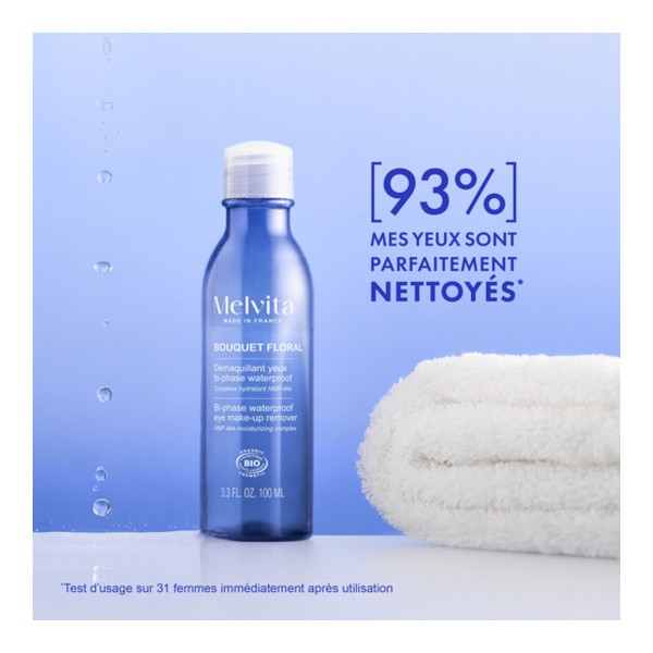 Melvita bouquet floral Démaquillant yeux bi-phase waterproof bio