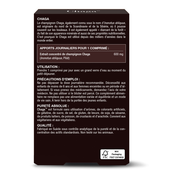 Chaga 600 mg comprimés
