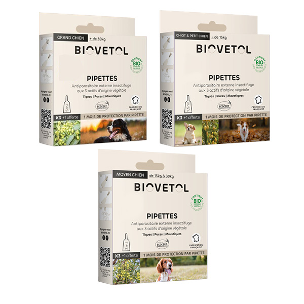 Pipette antiparasitaire chien Biovetol Bio