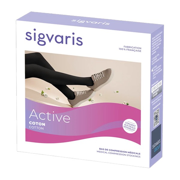 Sigvaris Active Coton bio Bas de contention femme classe 2