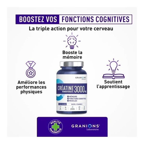 Granions Créatine monohydrate 3000 mg gélules