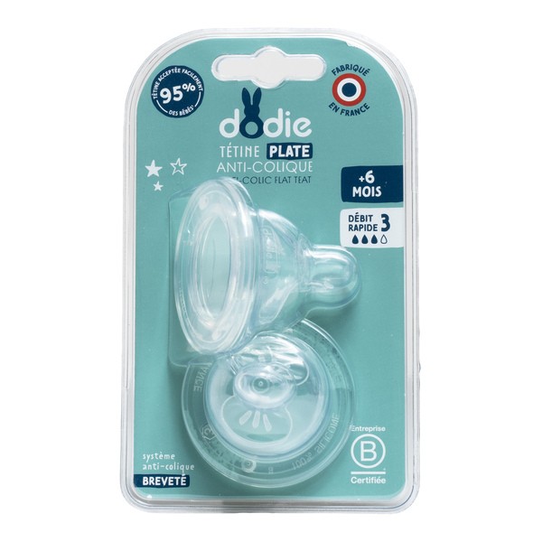 Dodie Tétine plate anti colique col large
