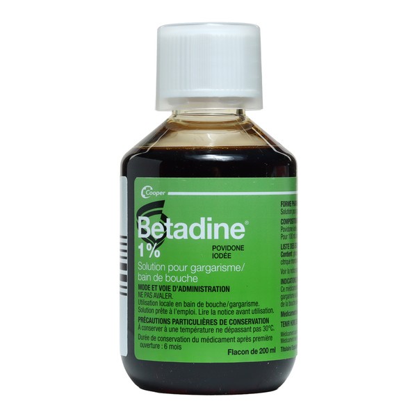 Betadine verte 1 % bain de bouche