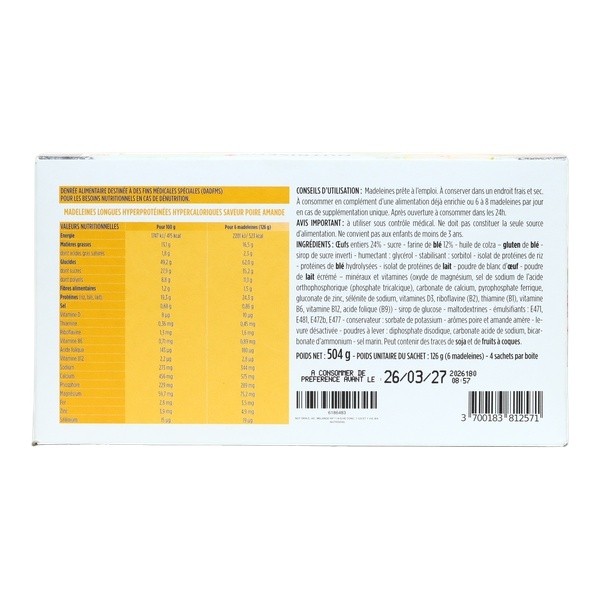 Nutrisens madeleines longues HP/HC