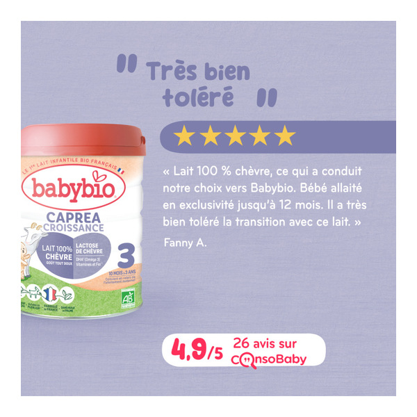 Babybio Caprea croissance lait de chèvre 3e âge bio