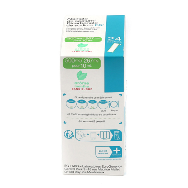 Alginate de sodium Bicarbonate de sodium sachet
