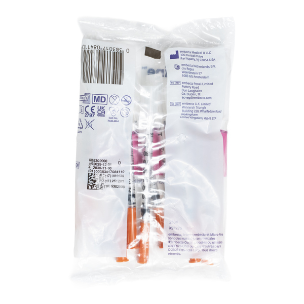 Embecta Microfine Seringue à insuline 29 G