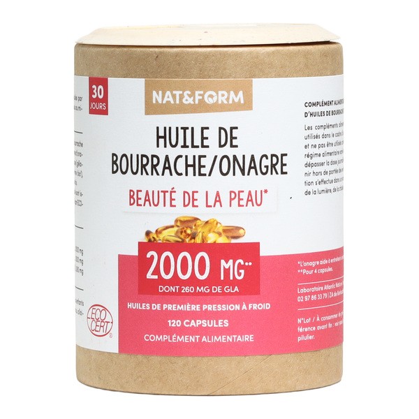 Nat et Form Ecoresponsable Huiles de bourrache-onagre bio capsules
