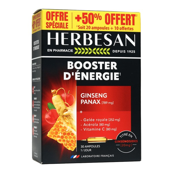 Herbesan Booster d'énergie ampoules