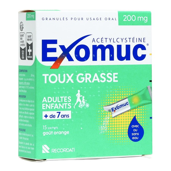Exomuc 200 mg granulés sans eau sticks