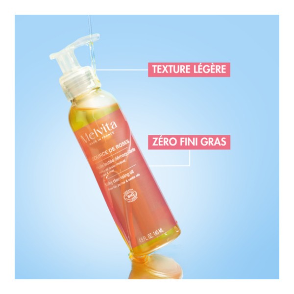 Melvita Source de roses Huile lactée démaquillante Bio