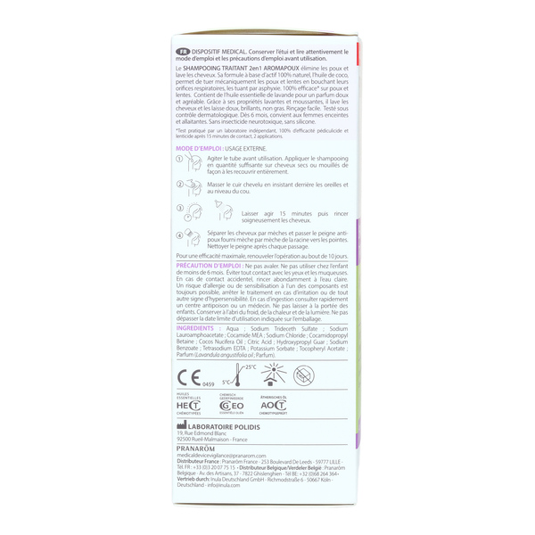 Pranarom Aromapoux shampooing traitant 2 en 1 anti poux et lentes