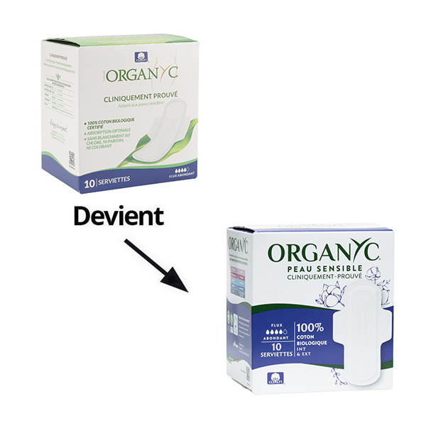 Organyc Coton Bio serviettes hygiéniques Flux abondant
