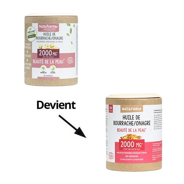 Nat et Form Ecoresponsable Huiles de bourrache-onagre bio capsules