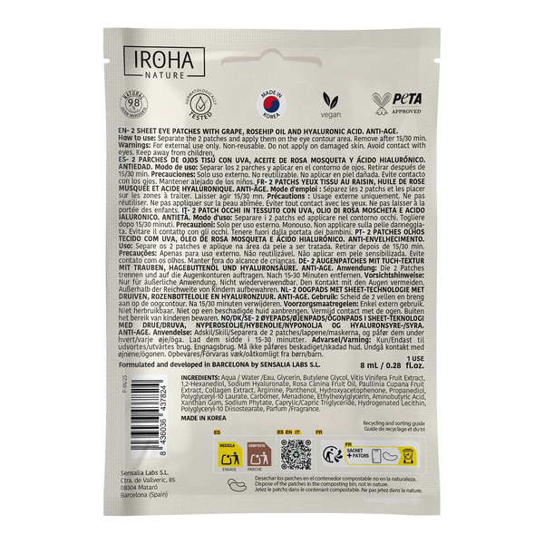 Iroha Nature Patch yeux Anti âge au raisin