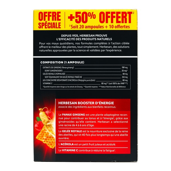 Herbesan Booster d'énergie ampoules