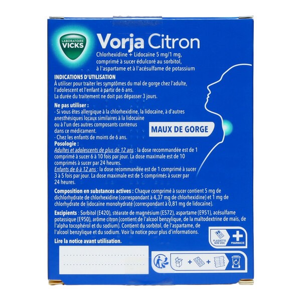 Vicks Vorja maux de gorge comprimés à sucer