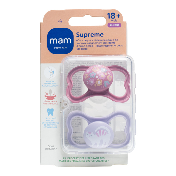 MAM Supreme Sucette anatomique silicone +18 mois