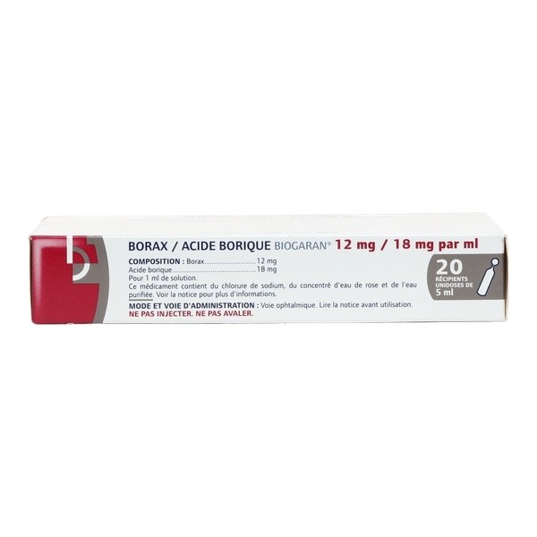 Borax Acide borique Biogaran lavage ophtalmique unidoses