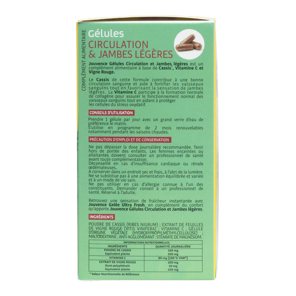 Jouvence Circulation et jambes légères gélules