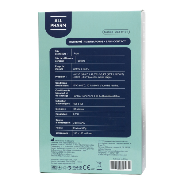 Thermomètre sans contact All Pharm