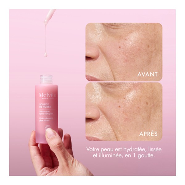 Melvita Source de Roses Sérum glow hydra repulpant bio