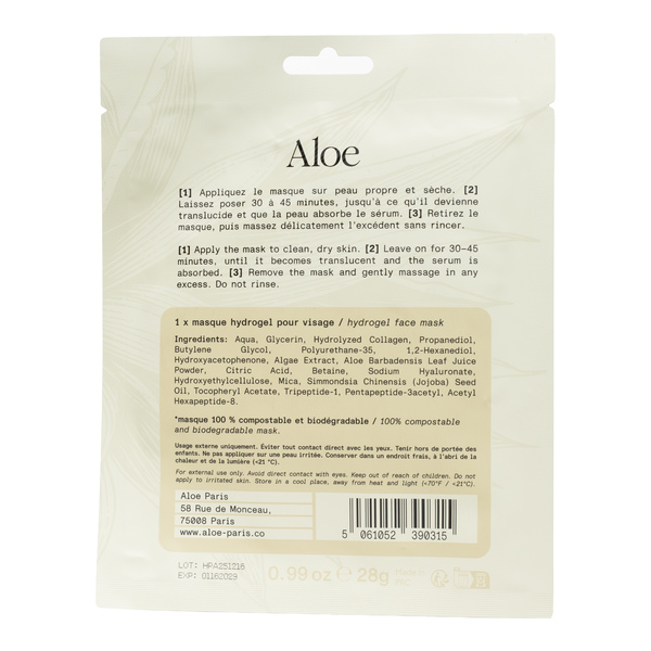 Aloe Paris Masque visage Hydrogel