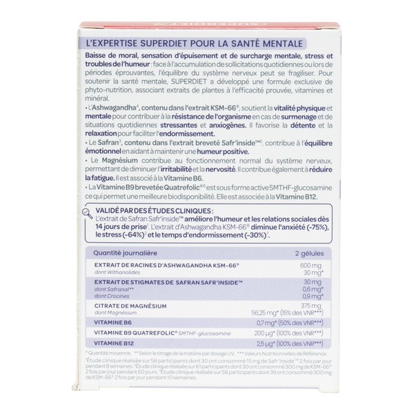 Super Diet Ashwagandha Safran Santé mentale gélules