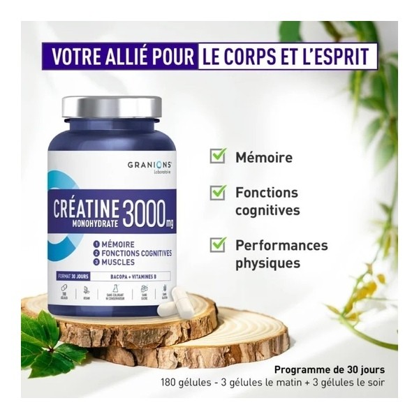 Granions Créatine monohydrate 3000 mg gélules