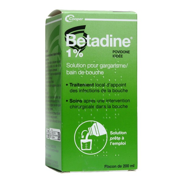 Betadine verte 1 % bain de bouche