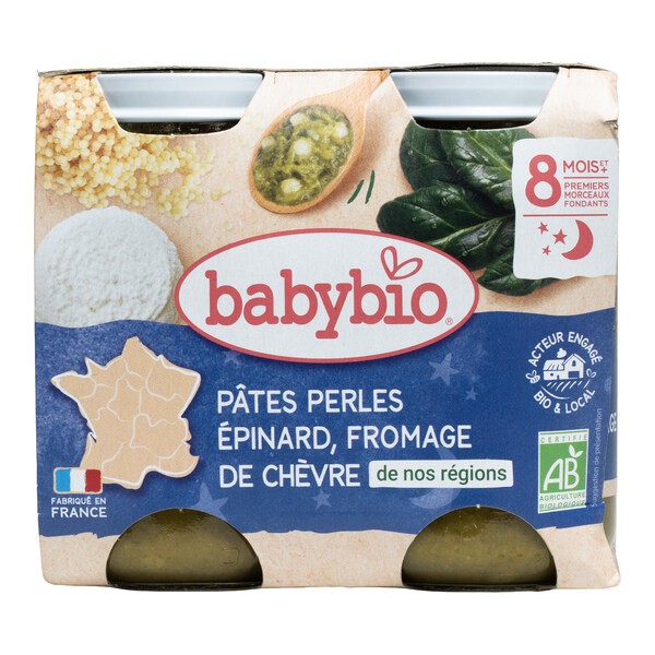 Babybio Petits pots Bébé Pâtes Epinards Fromage de chèvre