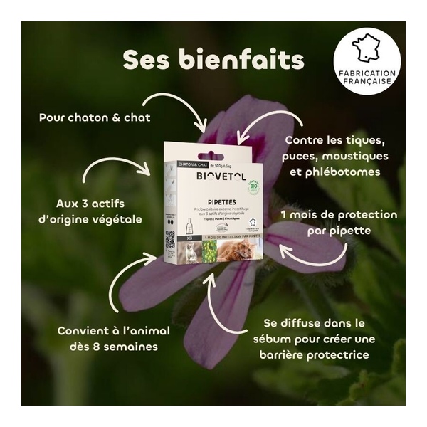 Pipette antiparasitaire chat Biovetol